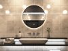 Bathroom vanity area with smart LED mirror