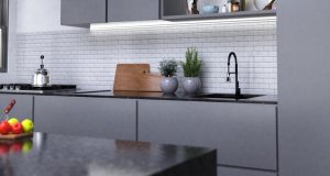 Modern kitchen with LED downlights (angle 1)
