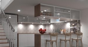 Modern kitchen with LED downlights (angle 1)