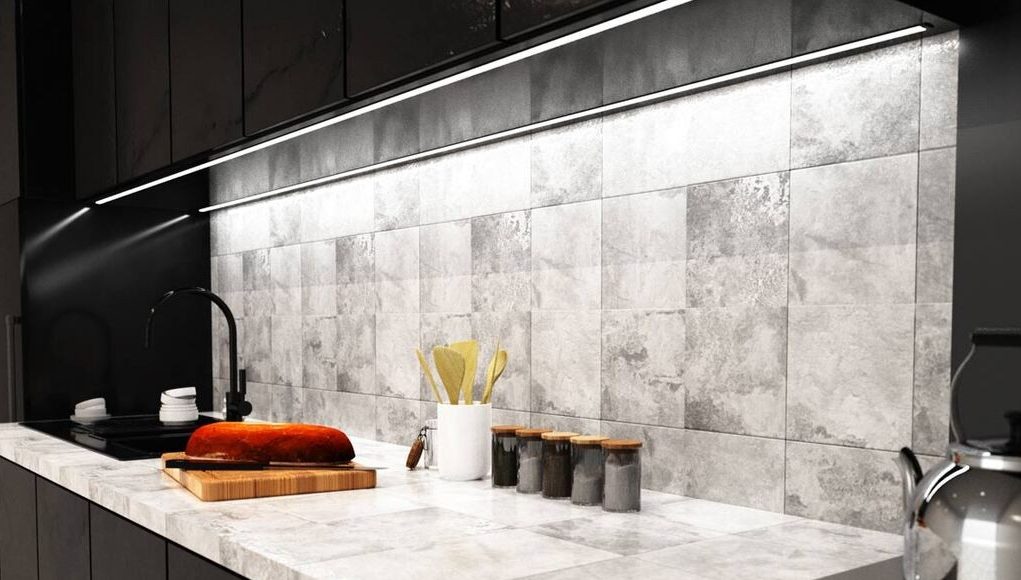 Modern kitchen with LED downlights (angle 1)