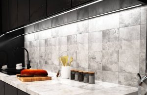 Modern kitchen with LED downlights (angle 1)