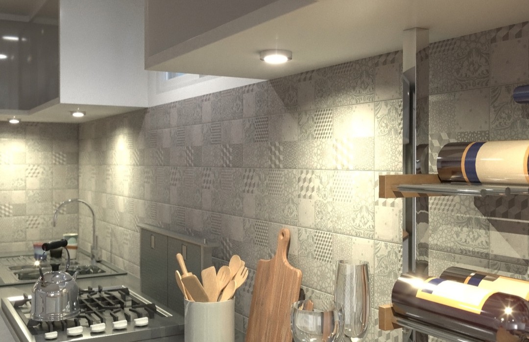 Modern kitchen with LED downlights (angle 2)