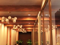 hallway illuminated by LED downlights