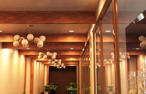 hallway illuminated by LED downlights