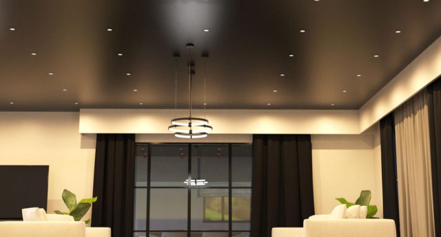 Ceiling Lighting Styles: From Modern Minimalist to Vintage Charm Living room illuminated by LED downlights (angle 1)