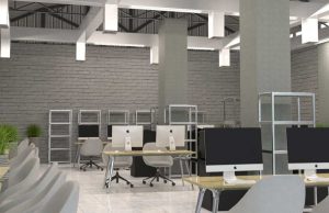 workplace brightened by LED lights