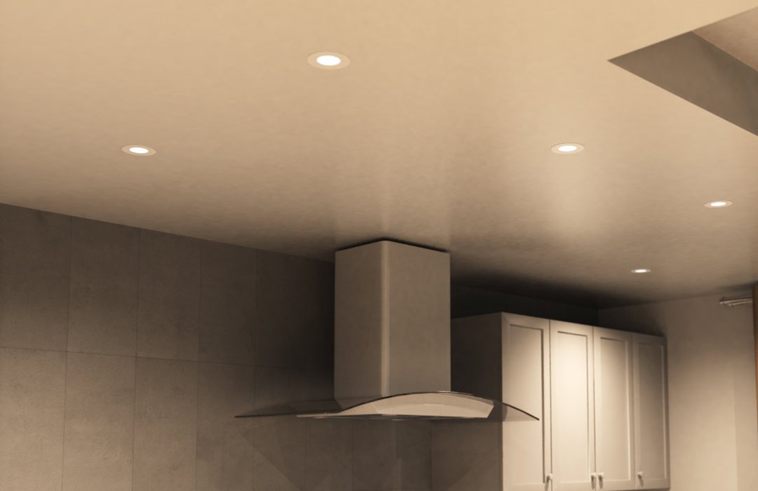 Kitchen with downlights (angle 2)