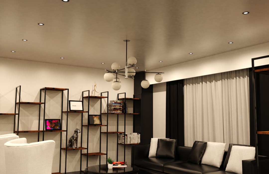 Living room illuminated by LED lights