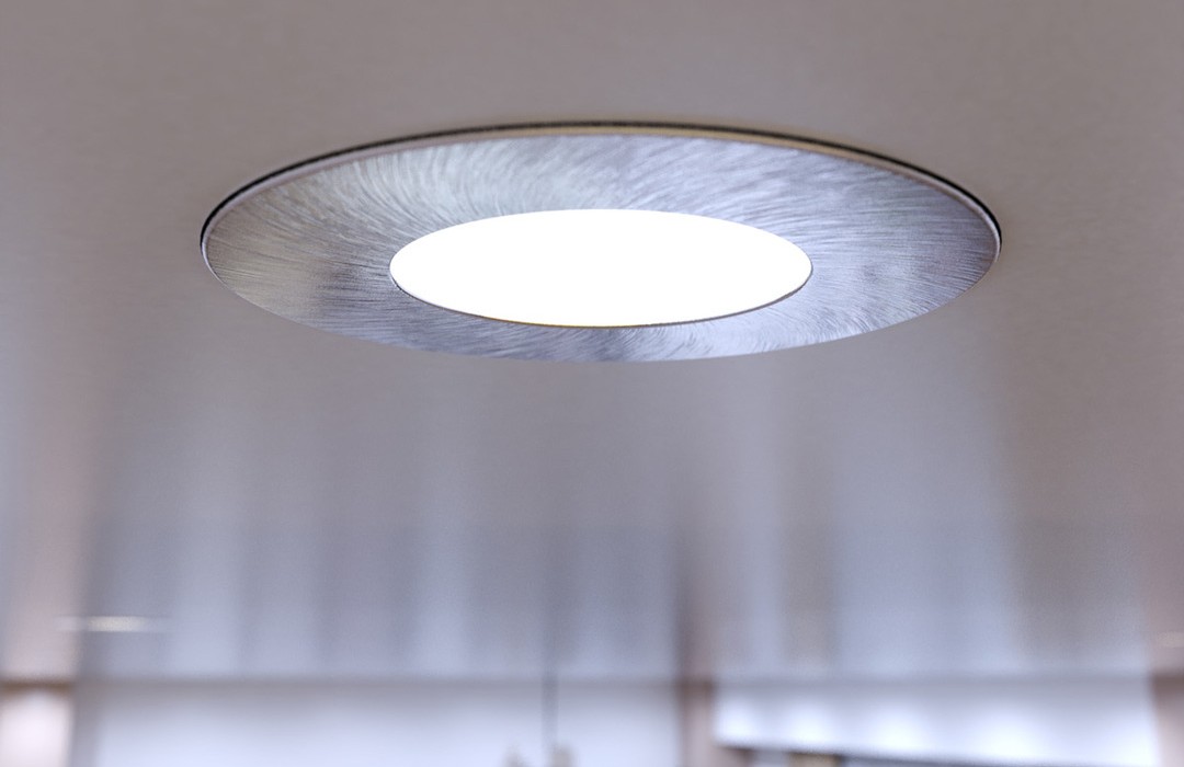 LED downlights in living room ceiling