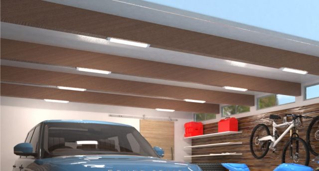 How to Choose the Best LED Batten Lights for Garages A garage ceiling with multiple batten lights installed on the exposed beams.