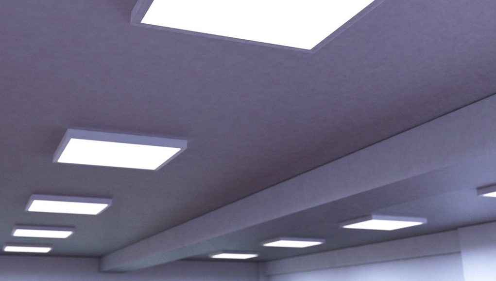 LED panel lights on ceiling