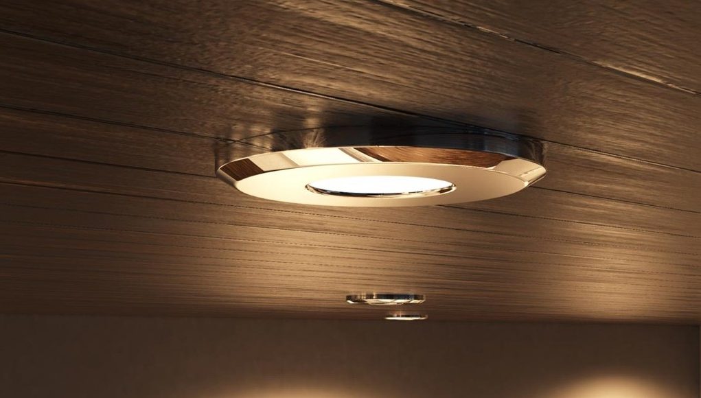 LED downlights installed in bathroom ceiling