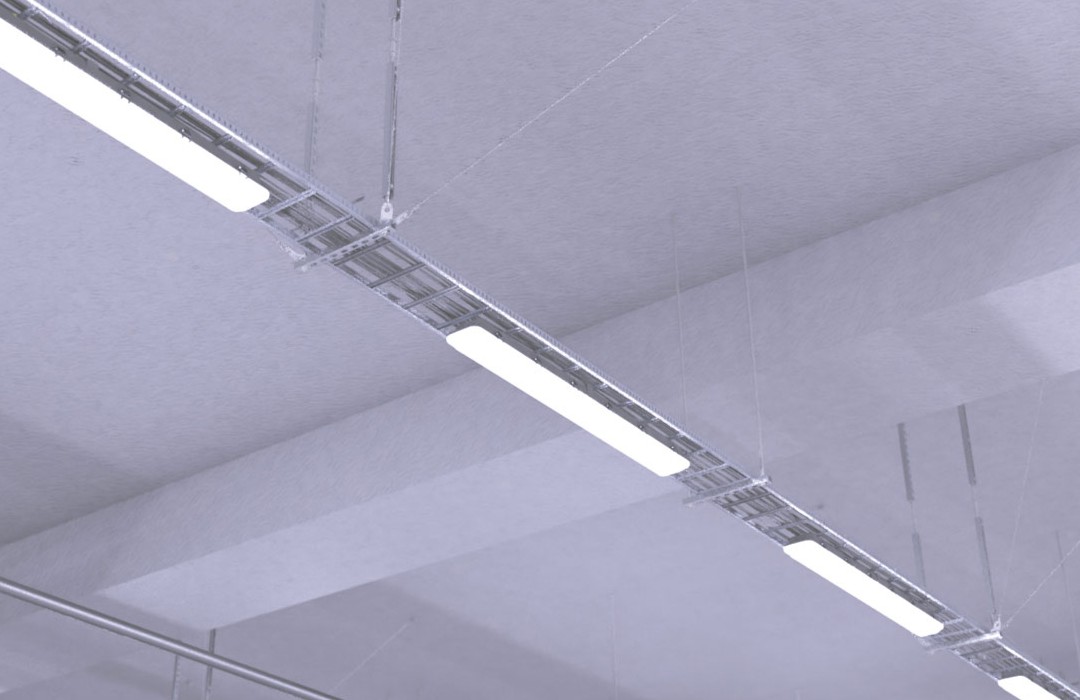 LED Battens installed in parking ceiling