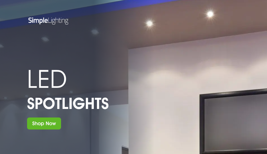 Simple Lighting LED Spotlights Shop Now Banner