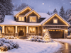 House with warm lights during a snowy day