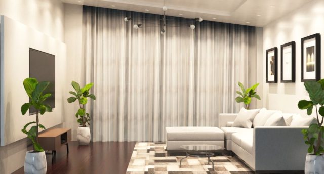 Living Room Lighting Ideas to Set the Perfect Mood A white-themed living room brightly lit by multiple LED downlights.