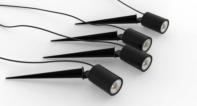 Pack of 4 Black 7W LED Spike Lights – IP67, 4000K Natural White, 30° Beam, Outdoor Use