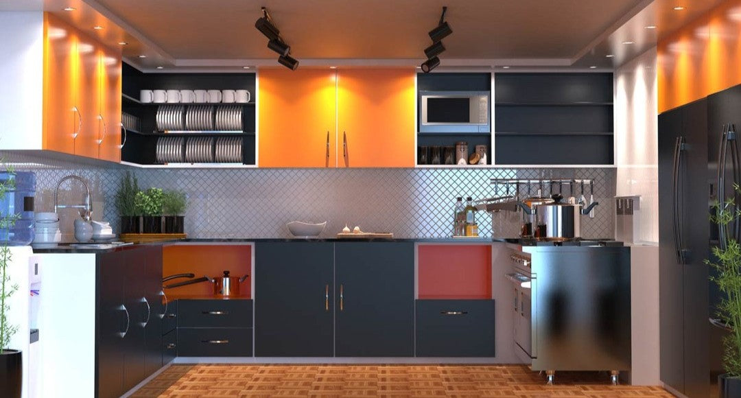 kitchen with LED lights