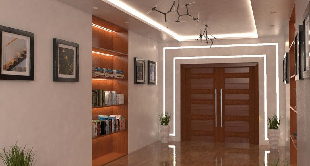 hallway with LED lights