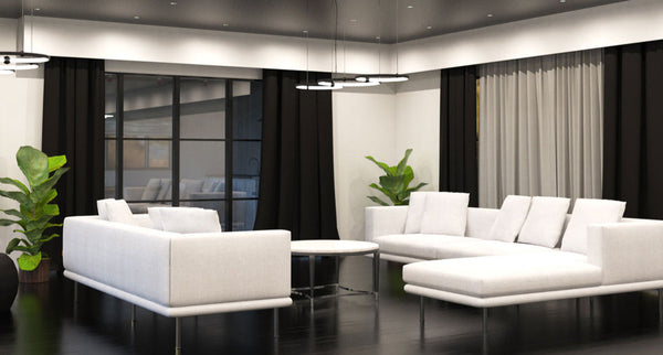 living room with LED lights