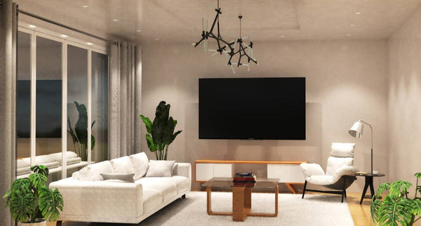 living room with LED downlights