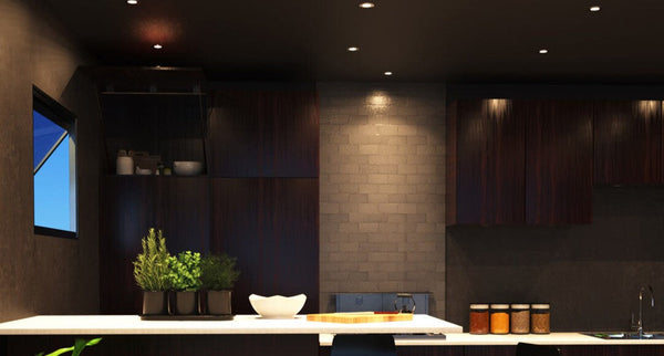 LED downlights installed in a kitchen