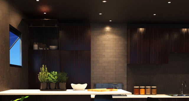 LED downlights installed in a kitchen