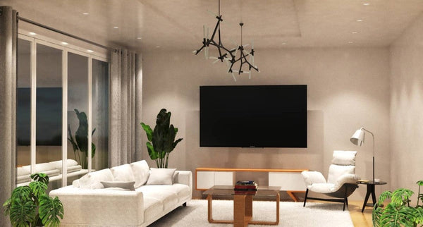 living room with LED downlights