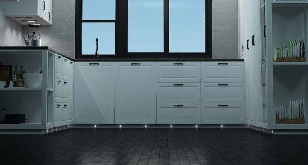plinth lights installed in kitchen