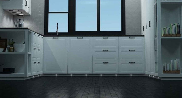 plinth lights installed in kitchen