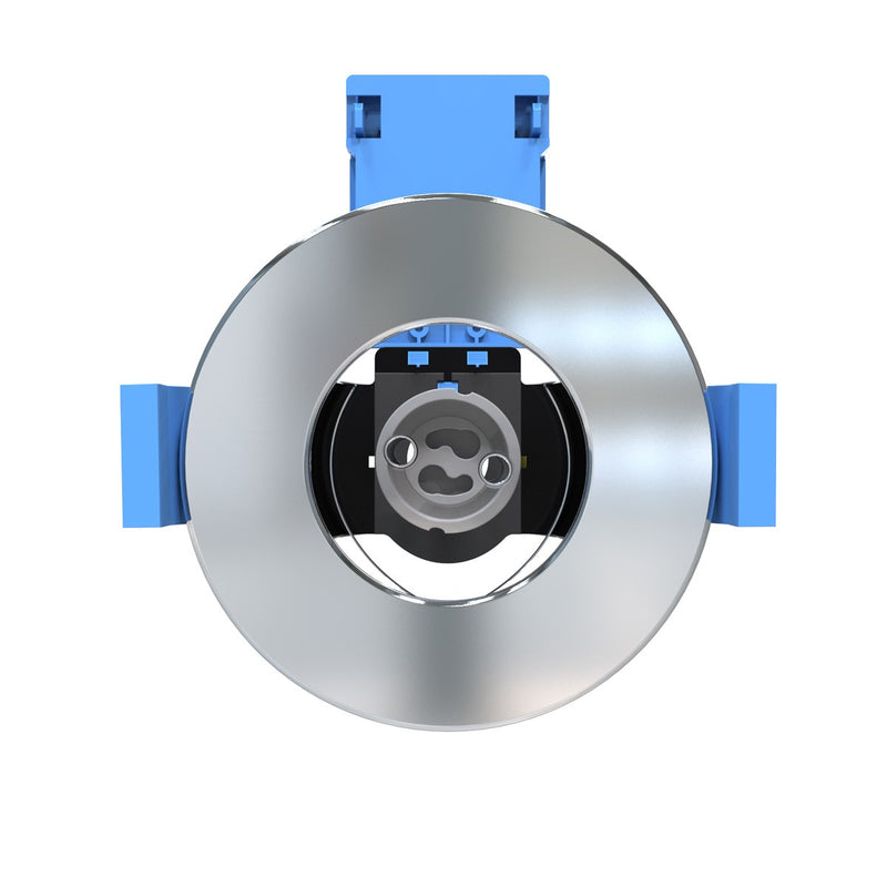 top of a chrome fire-rated LED downlight
