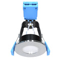 
full shot of a chrome fire-rated LED downlight
