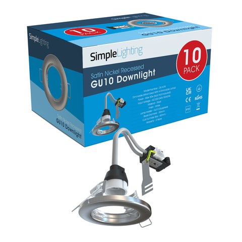 Pack of 10 brushed chrome downlights