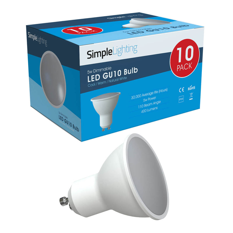 10 pack of gu10 led bulbs in 8w