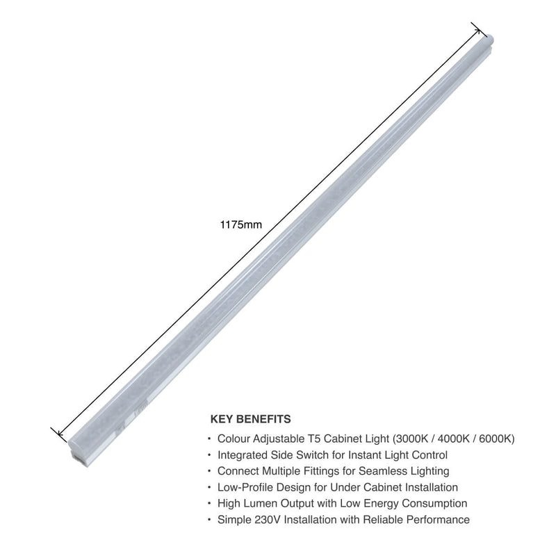 1175 full length T5 LED link light with a listed key benefits.