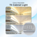 Different colour temperature (warm, natural, and cool white) of the under-cabinet lights with the integrated side switch.