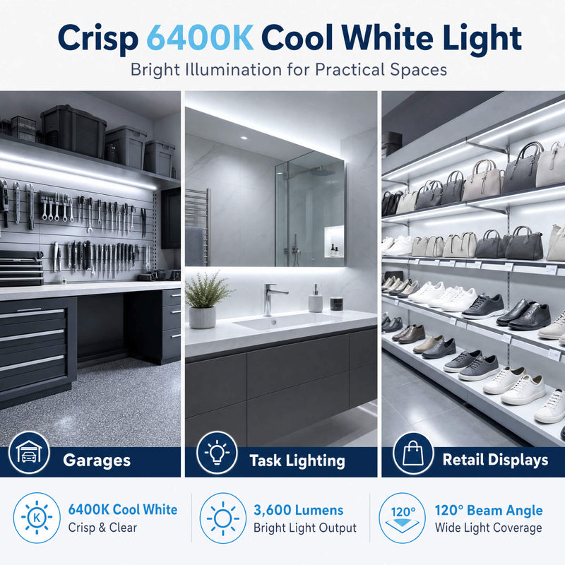 Simple Lighting - 120-5M-64K - Infographics - Crisp 6400K Cool White Light
