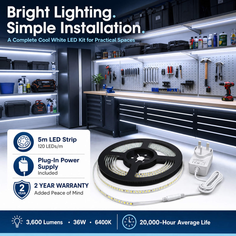 Simple Lighting - 120-5M-64K - Infographics - Bright Lighting. Simple Installation