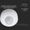 white surface mounted PIR sensor with technical info