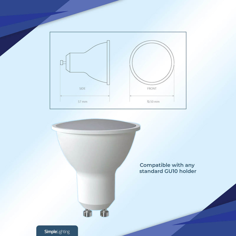 5w GU10 bulb with dimensions