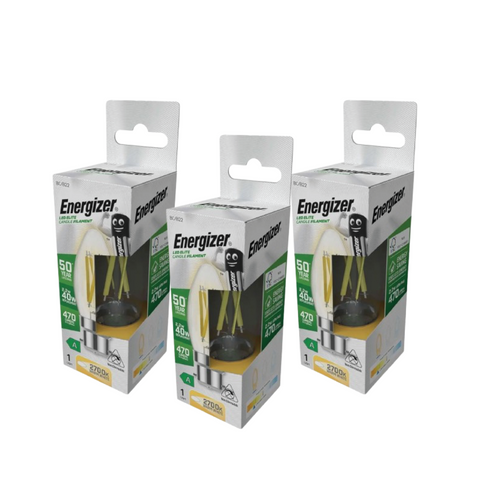 3 X Energizer, Candle 2.2w LED Bulb, Filament B22, A Rated - 2700K Warm White