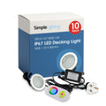 Pack of 10 RGB 80mm LED Decking Lights – IP67, Colour Changing, 12V, with Driver and Controller