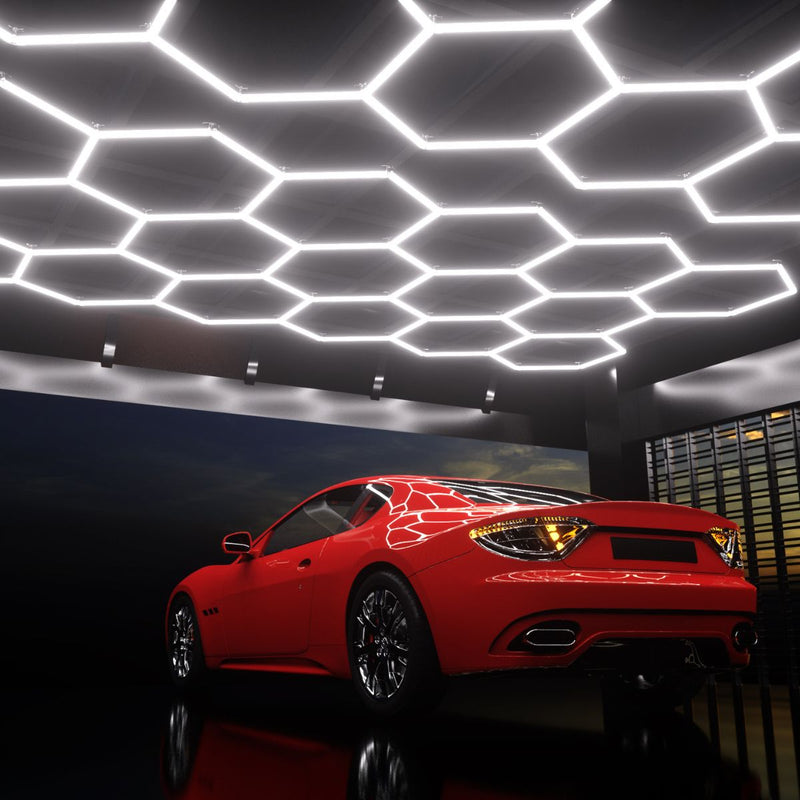 1 x Hexagon LED Light Kit - Cool White, White Finish (in action)