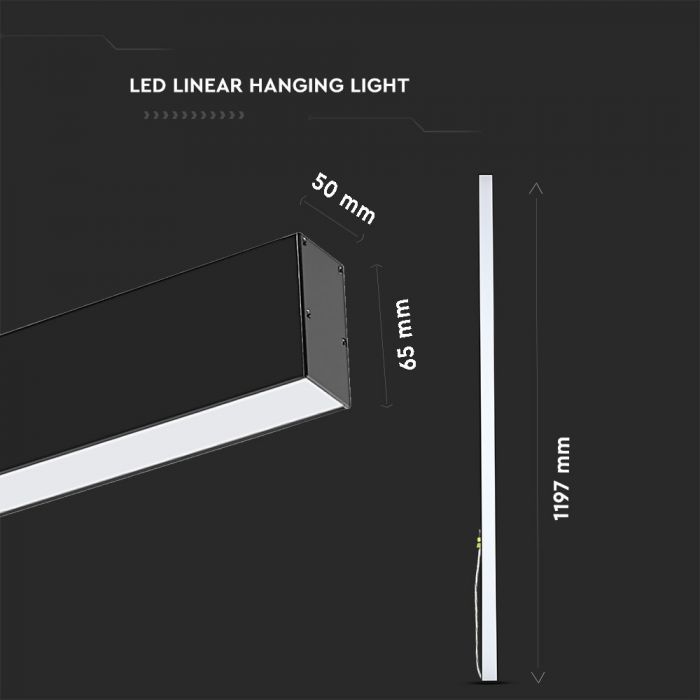 black linear hanging light with dimensions