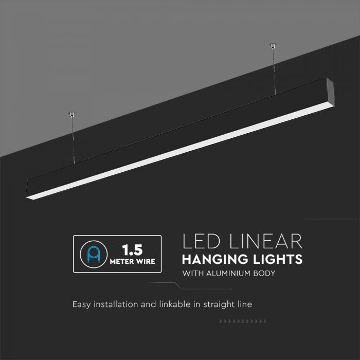 black linear hanging light with installation guide