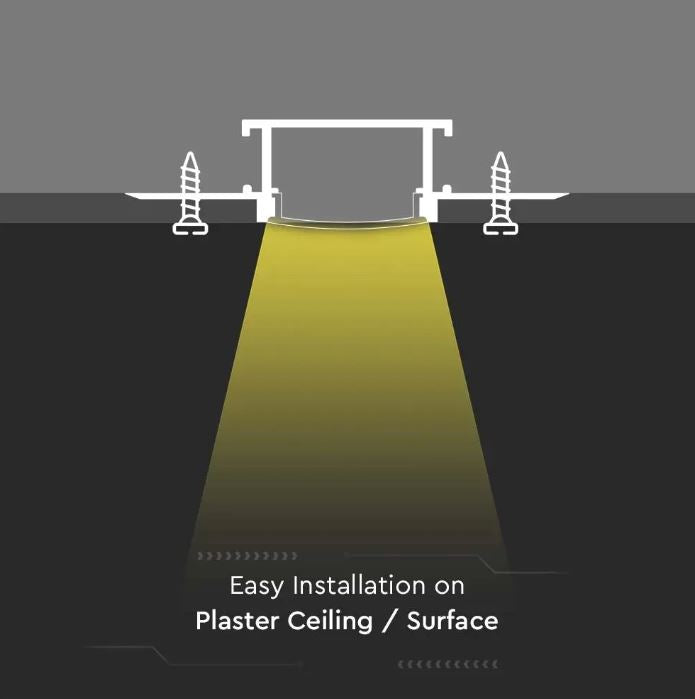 plaster-in LED profile with mounting guide