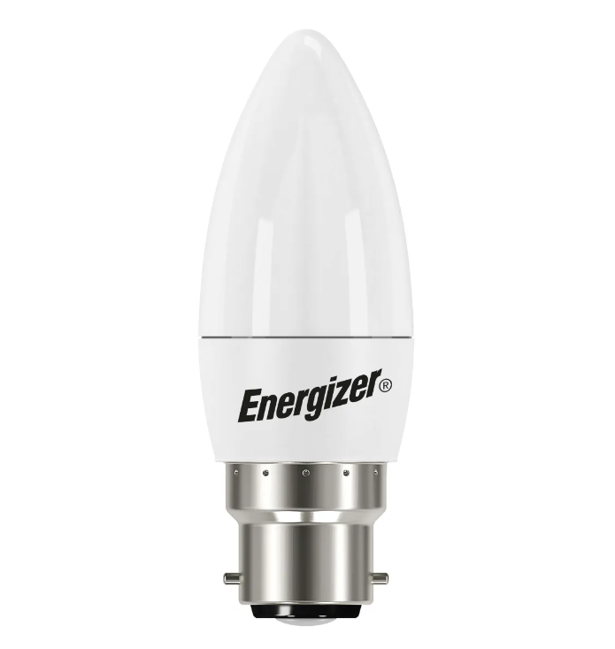 Energizer LED Candle B22 (BC) 470lm 4.9W 3,000K (Warm White), Box of 4 Close Up