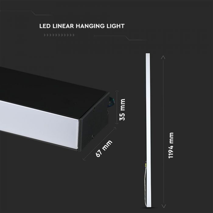 black LED linear light with dimensions