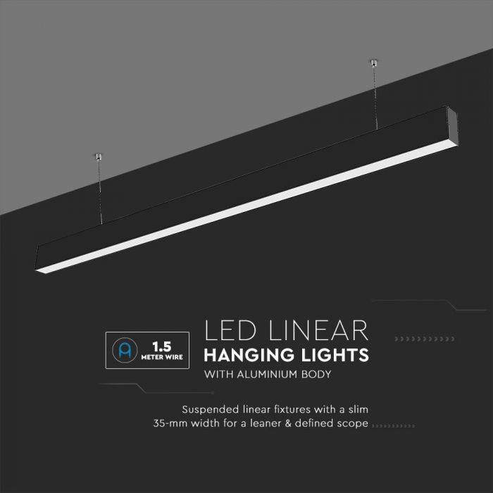 black LED linear light with mounting details