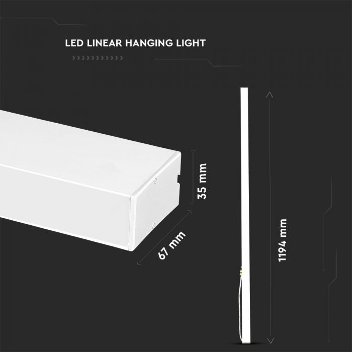 white linear LED light with dimensions